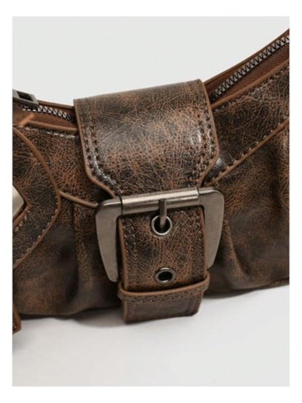 Y2K Hobo Shoulder Bag PU Leather with Coin Purse Buckle Western Vintage Handbag - Picture 4 of 5